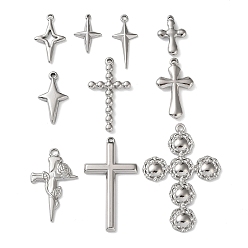 Нержавеющая Сталь Цвет 10 шт. 304 подвески из нержавеющей стали, крестик, цвет нержавеющей стали, 18~46.5x11~32x2~3 мм, отверстие : 0.8~2 мм