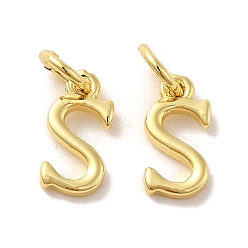 Letter S Латунные подвески, без кадмия, без никеля и без свинца, с целью перехода в кольце, Письмо с, 10x5x1.5 мм, Кольцо: 5~6x0.8~1 mm, внутренний диаметр: 3~4 мм