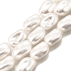Белый Нити бусин из искусственного жемчуга с гальваническим покрытием из фарфора, самородки, белые, 19~20x12~13x7~8 мм, отверстие : 1 мм, около 22 шт / нитка, 15.75'' (40 см)