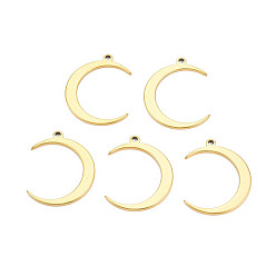 Настоящее золото 18K Ионное покрытие (ip) 201 подвески из нержавеющей стали, луна, без никеля , реальный 18 k позолоченный, 25.5x20.5x1.5 мм, отверстие : 2 мм