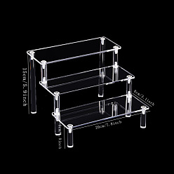 Прозрачный 3-ярусные акриловые фигурки демонстрируют подставки, для глухих коробов, ювелирные изделия, кекс, прозрачные, 20x8 см