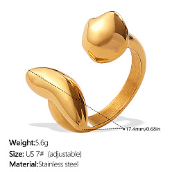 Golden 304 Stainless Steel Cuff Open Rings, Nuggets, Golden, US Size 7(17.3mm)