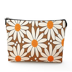 Flower Polyester Wallet, Makeup Bag, with Zipper, Rectangle, Flower, 17x25cm