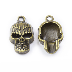 Античная Бронза Сплавочные подвески тибетского стиля, череп, античная бронза, 22x13x7 мм