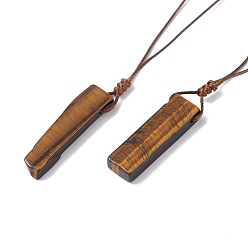 Тигровый глаз Женское колье с подвеской из натурального черного обсидиана и вощеным шнуром, 33.86~38.98 дюйм (86~99 см)