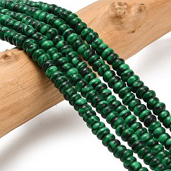 Малахит Синтетического малахита бисер нитей, рондель, 4x1.5 мм, отверстие : 0.7 мм, около 155 шт / нитка, 14.96'' (38 см)