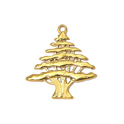 Настоящее золото 18K 304 подвески из нержавеющей стали, Дерево прелести, зеркальная полировка, ионное покрытие (ip), реальный 18 k позолоченный, 29x28 мм, отверстие : 2 мм