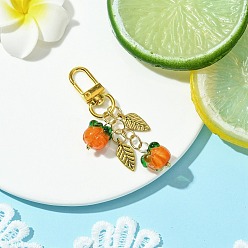 Золотой Осенняя тема хурма ручная работа лэмпворк подвесные украшения, с поворотными застежками сплава, золотые, 73 мм