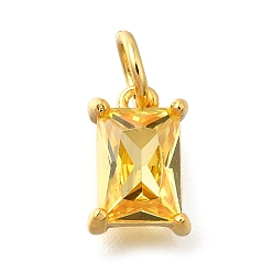 Золотистый 925 подвески из стерлингового серебра с прозрачными кубическими цирконами, прямоугольные, с целью перехода в кольце, золотые, золотые, 9.5x6.5x4 мм