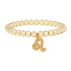 Лео Гематитовые синтетические немагнитные браслеты, браслеты с подвесками созвездия для мужчин и женщин, Лев, 7-1/2 дюйм (19 см)