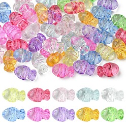 (52) Непрозрачная лаванда 50 шт прозрачные акриловые бусины, рыба, разноцветные, 13.5x21.7x11.4 мм, отверстие : 3.5 мм