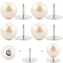 Платина 20 шт. АБС-пластик перламутровый без пришивных пуговиц, с железной иглой, круглые, платина, 12.5x10 мм