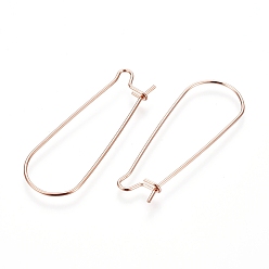 Розовое Золото 304 Выводы из нержавеющей стали серьги обруча, провод почки, розовое золото , 33x12.5x0.7 мм, 21 датчик, штифты : 0.7 мм