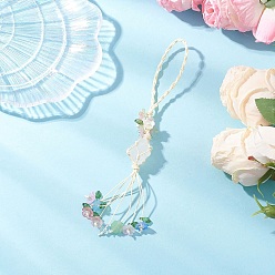 Хрусталь Самородки, натуральный кварцевый кристалл, сетчатый мешочек, подвеска, украшение, подвесные украшения для автомобиля из плетеных ниток и акриловых цветочных кисточек, 185 мм