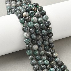 Dioptase Пряди натуральных диоптазных бусин, круглые, 6~7 мм, отверстие : 0.9 мм, около 61 шт / нитка, 15.04'' (38.2 см)