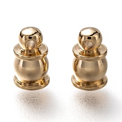 Настоящее золото 24K Латуни мозг заканчивается, Торцевые крышки, долговечный, реальный 24 k позолоченный, 6x4 мм, отверстие : 1 мм, внутренний диаметр: 1.6 мм