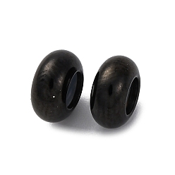 Черный 201 из нержавеющей стали бусы, с силиконом внутри, рондель, чёрные, 8x4 мм, отверстие : 2.7 мм