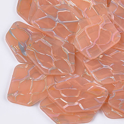 Легкий Лосось Подвески из ацетата целлюлозы (смолы), многоугольник, светлый померанцевый, 38x29x2.5 мм, отверстие : 1.4 мм