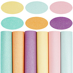 (52) Непрозрачная лаванда 6шт. искусственная кожа, для поделок, прямоугольные, разноцветные, 210x152x0.46 мм