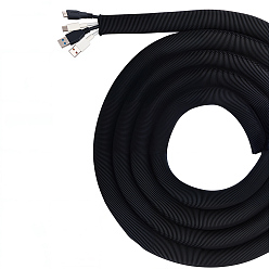 Черный 10 гибкая пластиковая кабельная обмотка для защиты кабеля, намоточная труба спиральная кабельная муфта, чёрные, 10 мм, внутренний диаметр: 9 мм