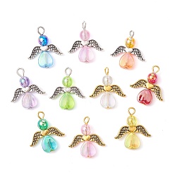 Mixed Color Acrylic with Alloy Pendants Kit, Angel, Mixed Color, 22.5x20x6mm, Hole: 2.5mm, 10pcs/set