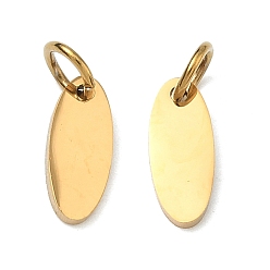 Золотой 304 прелести нержавеющей стали, штамповка пустой метки, овальные, золотые, 11x4.5x1 мм, Перейти кольцо: 5x1 мм, 3 мм внутренним диаметром
