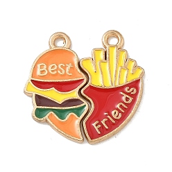 Разноцветный 2 шт. Подвески из сплава эмали, гамбургер и картофель фри, красочный, 22x23x1.5 мм, отверстие : 1.8 мм