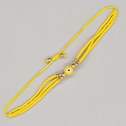 Желтый Многорядные плетеные браслеты из стеклянных бусин ручной работы, дурной глаз джейвли для женщин, желтые