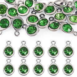 Перидот 20 шт. граненые стеклянные подвески, со сплавочной фурнитурой, слеза, прелести августовского камня, перидот, 11.3x7.2x4.2 мм, отверстие : 1.2 мм