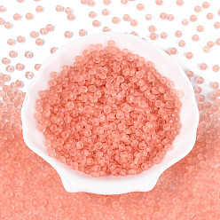 Темный Лосось Прозрачные матовые цветные стеклянные бусины, пончик, темный лосось, 4.1x2.2~2.8 мм, отверстие : 1~1.2 мм, Около 9000 шт / фунт