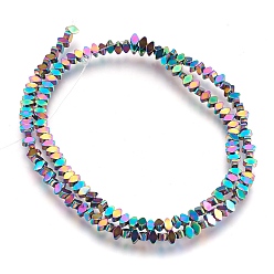 (966) Внутренний цвет Кристалл / Лиловато-лиловый на подкладке Гальванизировать немагнитных синтетический гематит нитей бисера, полированный, ромб, с покрытием разноцветным, 3x4x2 мм, отверстие : 1 мм, около 158~160 шт / нитка, 15.3 дюйм ~ 15.5 дюйм (39~39.5 см)