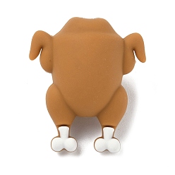 Цыпленок Силиконовые бусины на День благодарения, фокусные бусы, Перу, цыпленок, 29x25x16 мм, отверстие : 2 мм