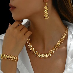 Золотой Ожерелья и браслеты из сплава с овальными звеньями и серьги-кольца, золотые, 465 мм