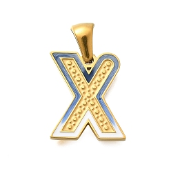 Letter X 304 подвески из нержавеющей стали, с эмалью, ионное покрытие (ip), лазерная резка, реальный 18 k позолоченный, Письмо X, 16x13.5x1.5 мм, отверстие : 5.5x2.5 мм