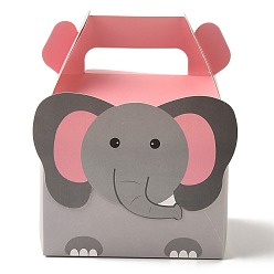 Elephant Paper Cupcakes Boxes, Portable Gift Boxes, for Wedding Candy Boxes, Square with Animal Pattern, Elephant Pattern, 8.5x11.5x15cm