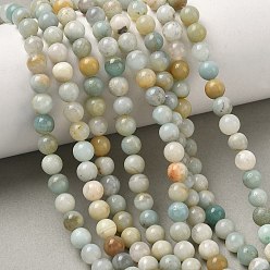 Flower Amazonite Натуральный цветок амазонитовые бусины пряди, круглые, 6~6.5 мм, отверстие : 0.6 мм, около 65 шт / нитка, 15.75'' (40 см)