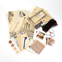 Mixed Color DIY Gift Hand Account Photo Frame Album Decoration Accessories Set, with Paper, Stickers, Flims & Adhesive Tape, Mixed Color, 1.2~29.6x1~210x0.02cm, 64pcs/set