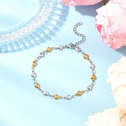 Сердце 304 браслеты из нержавеющей стали ссылка для женщин, сердце, 7-1/2 дюйм (19.2 см)