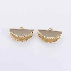 Light Gold Обжимные концы из латуни, полукруглый, золотой свет, 11.5x20 мм, отверстие : 1.5x3 мм