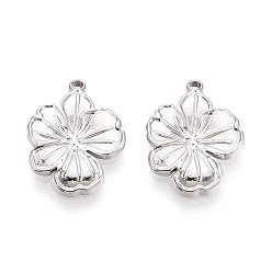Нержавеющая Сталь Цвет 304 из нержавеющей стали цветочные кулоны, не тускнеет, цвет нержавеющей стали, 16x12x2 мм, отверстие : 1.2 мм