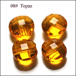 Оранжевый Имитация Австрийские кристаллические шарики, класс AAA, граненые, плоско-круглые, оранжевые, 12x6.5 мм, отверстие : 0.9~1 мм