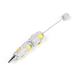 Лимон Шариковая ручка с паве из смолы и полимерной глины со стразами, железная ручка из бисера, для индивидуальной ручки с ювелирными бусинами, лимон, 147.5~151x15~20 мм