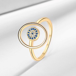 Золотой Латунные микро проложить кубического циркония кольца, злые глаза, золотые, 15.5 мм, внутренний диаметр: американский размер 8 1/2 (18.5 мм)