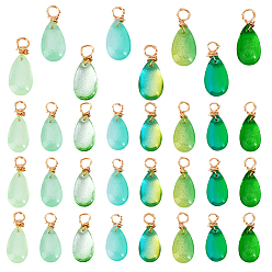 (52) Непрозрачная лаванда 96 шт 8 цвета прозрачные стеклянные подвески, слеза, с медной проволокой светло-золотистого цвета, разноцветные, 18 мм, отверстие : 3~3.5 мм, 12 шт / цвет