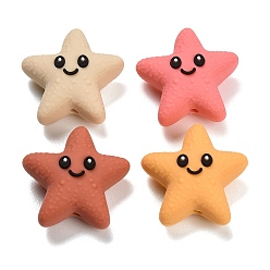 Mixed Color Food Grade Eco-Friendly Silicone Beads, Cute Starfish, Mixed Color, 28x28x13mm, Hole: 2mm