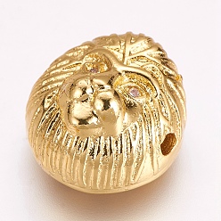 Golden Brass Micro Pave Cubic Zirconia Beads, Chimpanzees, Golden, 13.5x12.5x8mm, Hole: 1.5mm