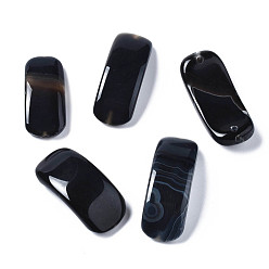 Черный Соединители звеньев натурального агата, арка, чёрные, 32~46x14~20x7~12 мм, отверстие : 1.6 мм