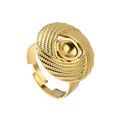 Настоящее золото 18K 304 компоненты манжетного кольца из нержавеющей стали, Настройки колодки кольцо, плоско-круглые, ионное покрытие (ip), реальный 18 k позолоченный, лоток : 6 мм, размер США 8 1/2 (18.5 мм)