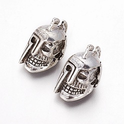 Antique Silver Tibetan Style Alloy Beads, Mask, Antique Silver, 18x10x11mm, Hole: 1.5mm