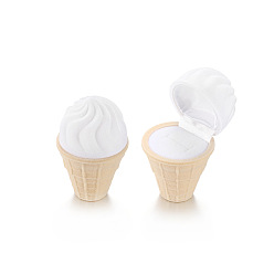 Ice Cream Flocking Jewelry Boxes, with Sponge Inside, for Earrings, Rings and Pendants, White, Ice Cream, 4.5x7.2cm